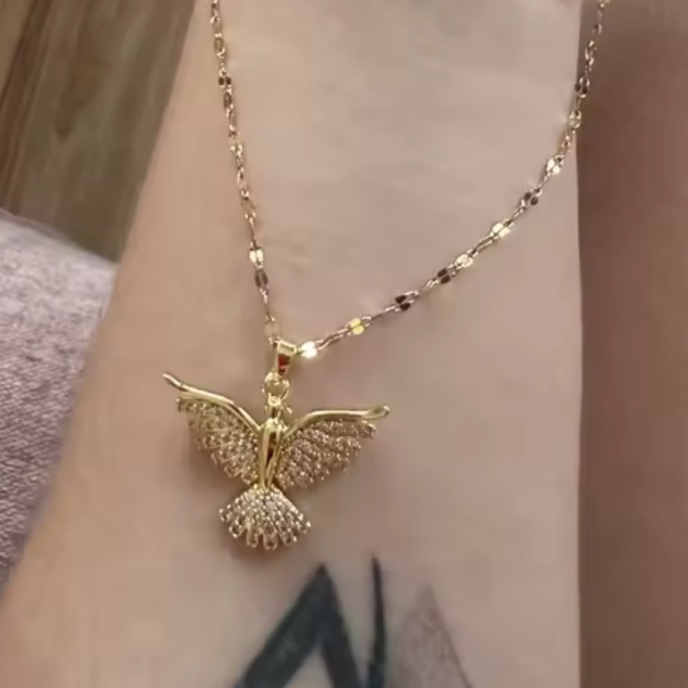 18K Gold Bird Pendant Necklace Phoenix Eagle Choker - Picture 12 of 12